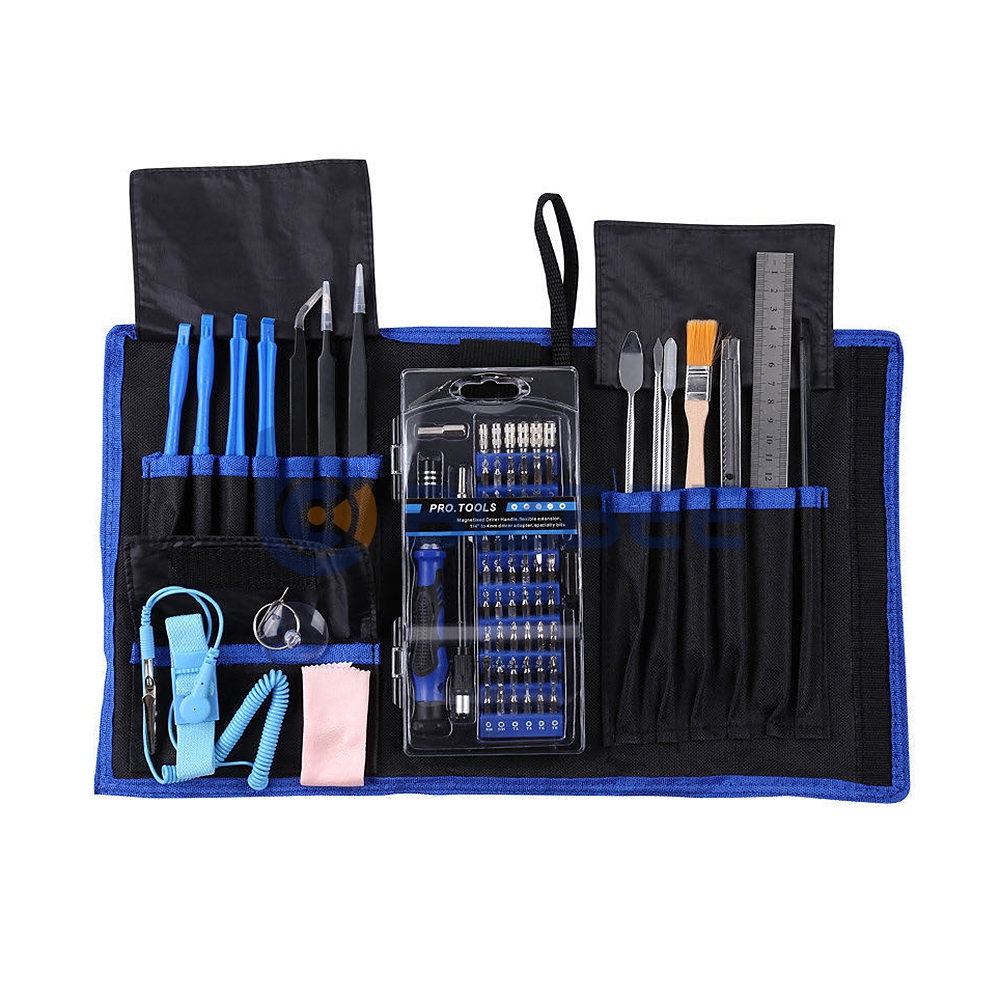 80 in 1 Professional Repair Tool Kit with 56 Bit, Anti-Static Wrist and 24 Repair Tools, Suitable For Macbook, PC, Tablet, PS4