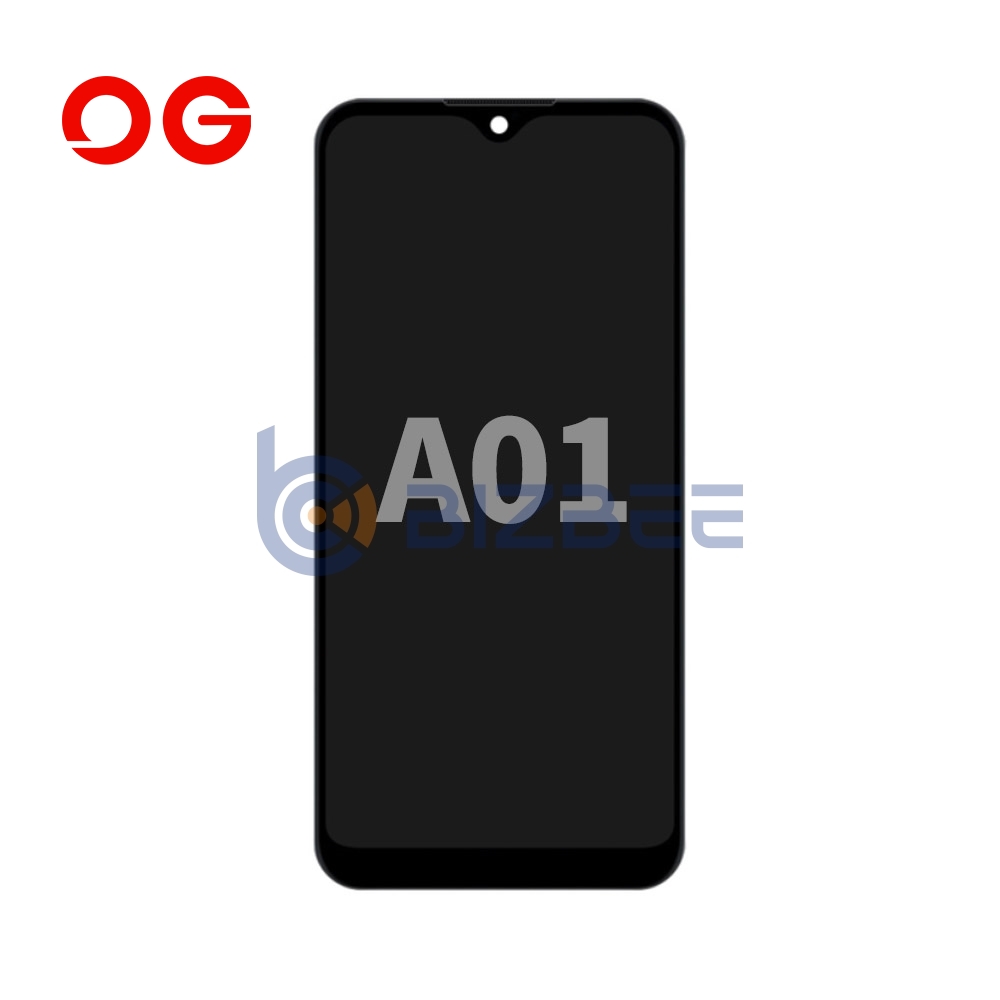 OG Display Assembly With Frame For Samsung A01 (A015) (Wide Connector) (Refurbished) (Black)