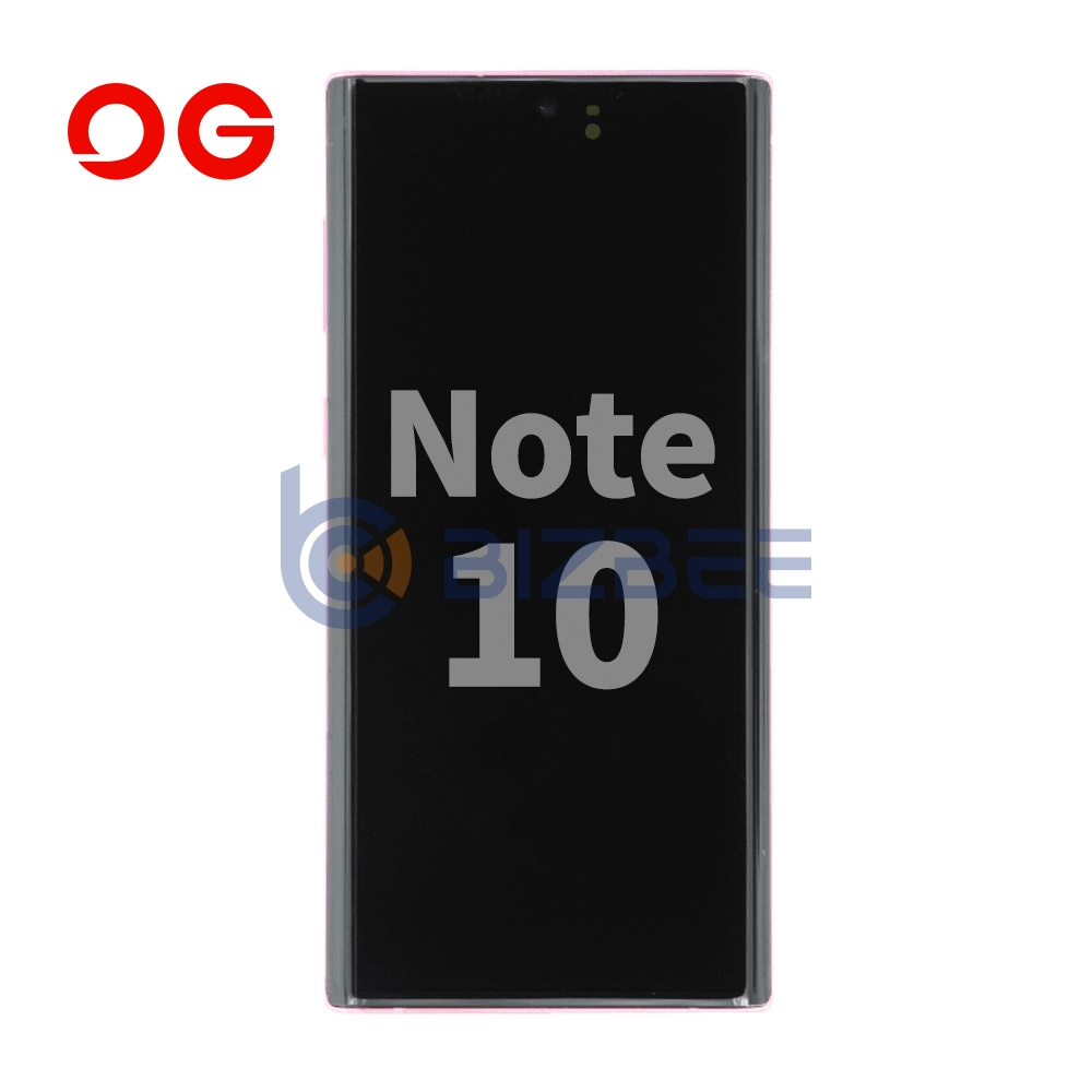 OG Display Assembly With Frame For Samsung Note 10 (N970) (Refurbished) (Aura Red)