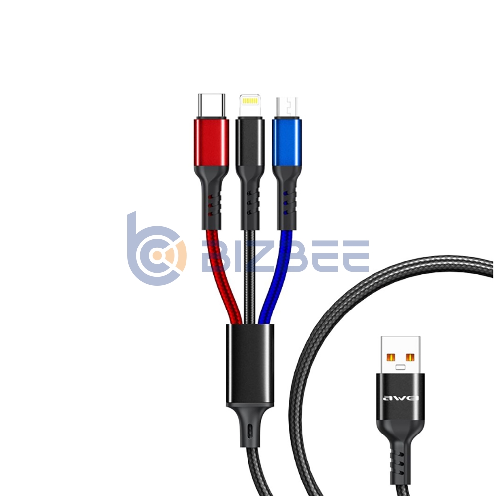 AWEI CL-971 2.4A 3 in 1 (Lightning+Type C+Micro) Charging Cable