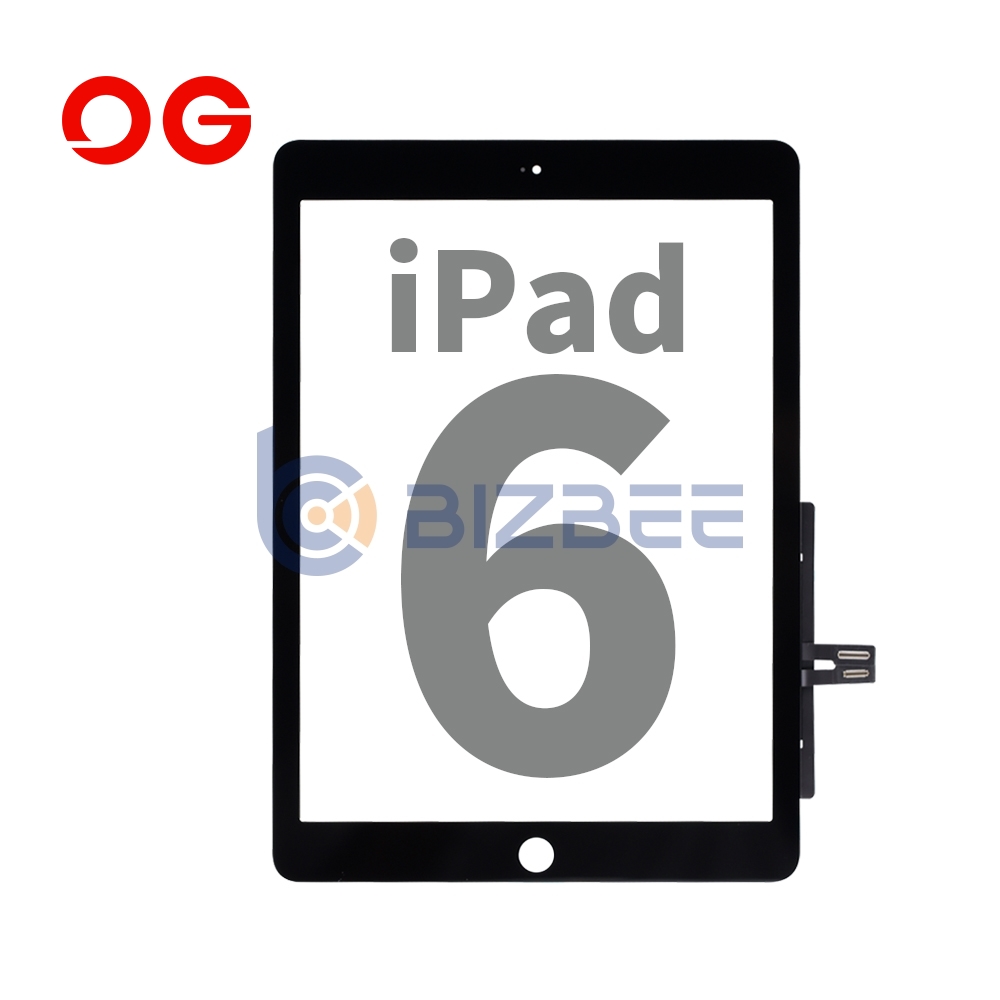 OG Touch Digitizer Assembly With Adhesive Tape For Frame And With Front Camera Bracket Without Home Botton For iPad 6 (A1954/A1893) (Brand New OEM) (Black)
