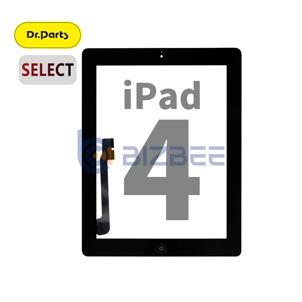 Dr.Parts Touch Digitizer Assembly With Tesa Tape For iPad 4 (A1458/A1459/A1460) (Select) (Black)