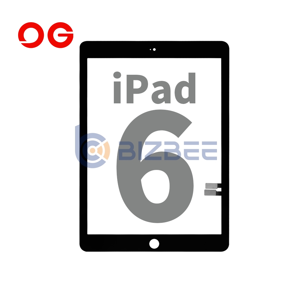 OG Touch Digitizer Assembly With Adhesive Tape For Frame And With Front Camera Bracket Without Home Botton For iPad 6 (A1954/A1893) (OEM Pulled) (Black)