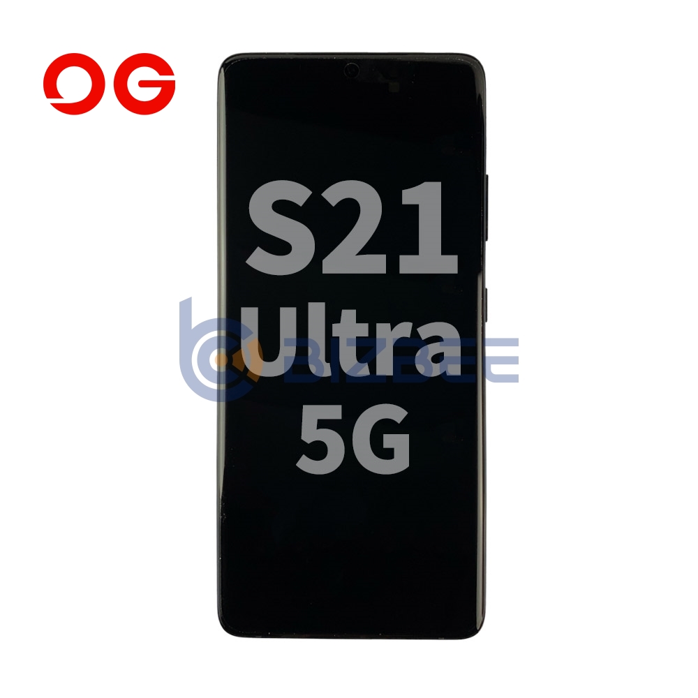 OG Display Assembly With Frame For Samsung S21 Ultra 5G (G998) (Refurbished) (Phantom Black)