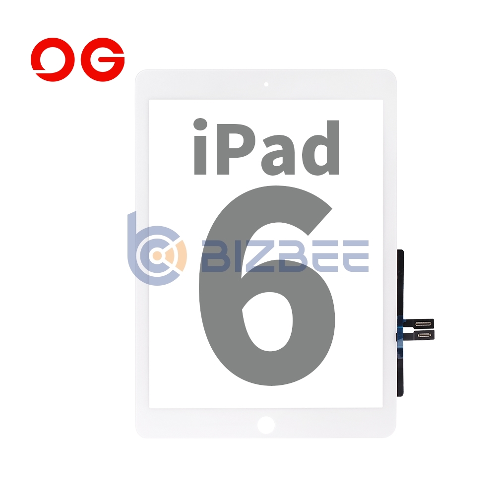 OG Touch Digitizer Assembly With Adhesive Tape For Frame And With Front Camera Bracket Without Home Botton For iPad 6 (A1954/A1893) (Brand New OEM) (White)