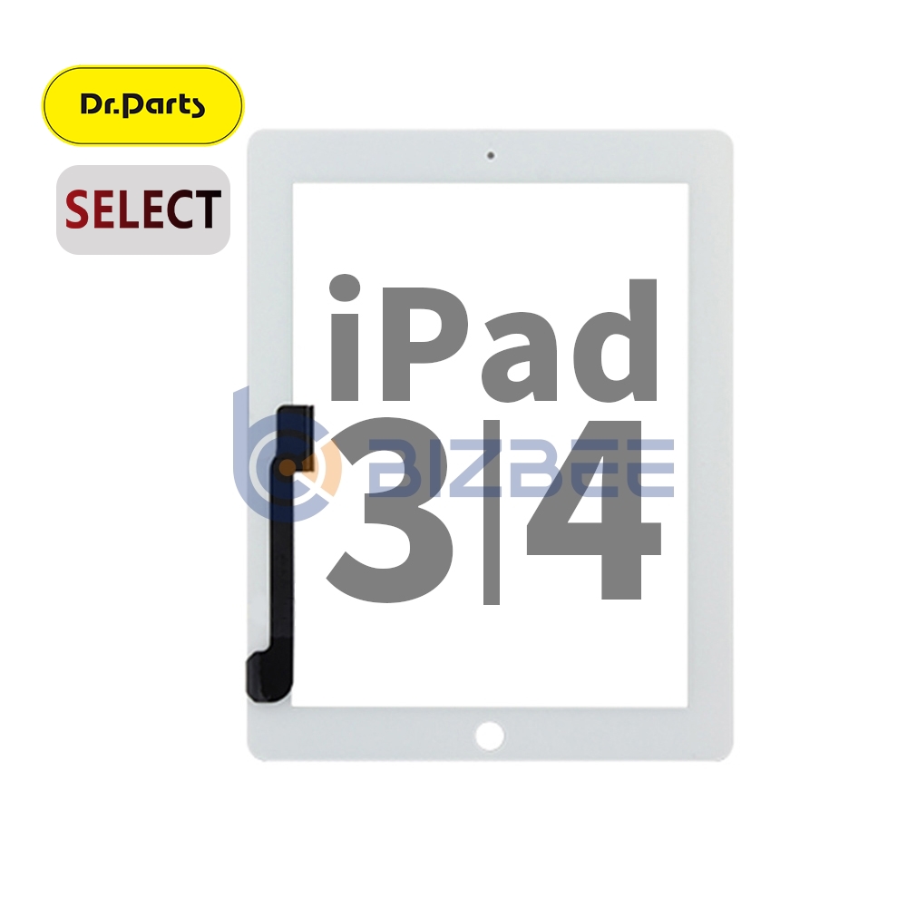 Dr.Parts Touch Digitizer For iPad 3/4 (A1416/A1430/A1403/A1458/A1459/A1460) (Select) (White)
