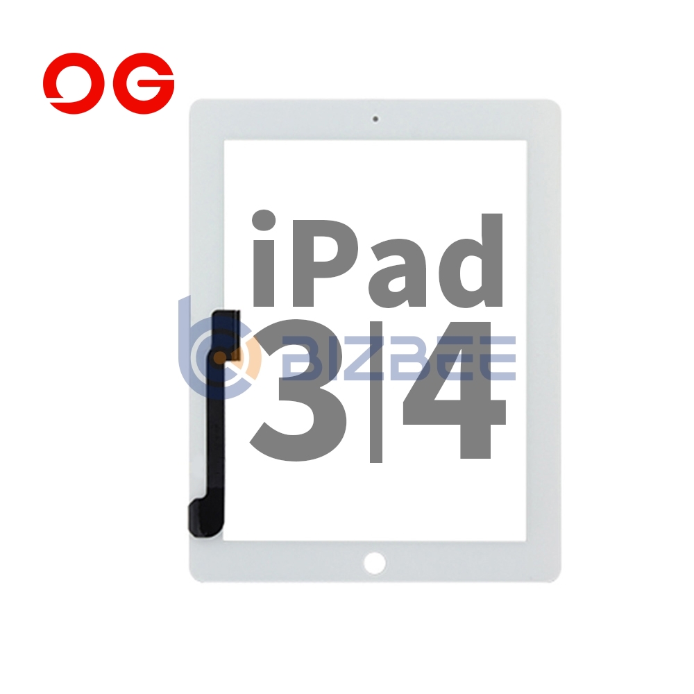 OG Touch Digitizer For iPad 3/4 (A1416/A1430/A1403/A1458/A1459/A1460) (OEM Material) (White)