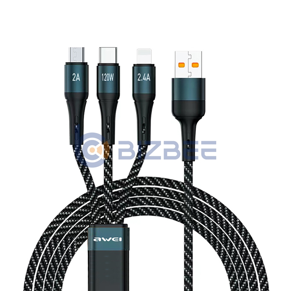 AWEI CL-972 100W 3 in 1 (Lightning+Type C+Micro) Fast Charging Cable